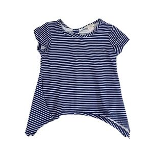 Btween Navy Blue Striped Shark Bite Keyhole Back Top